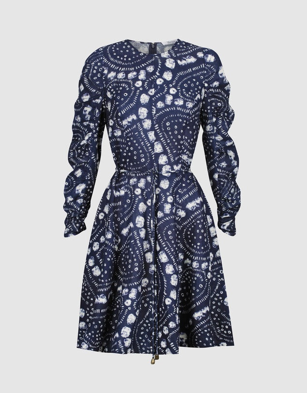 Morrison Kota Linen Dress Blue Print