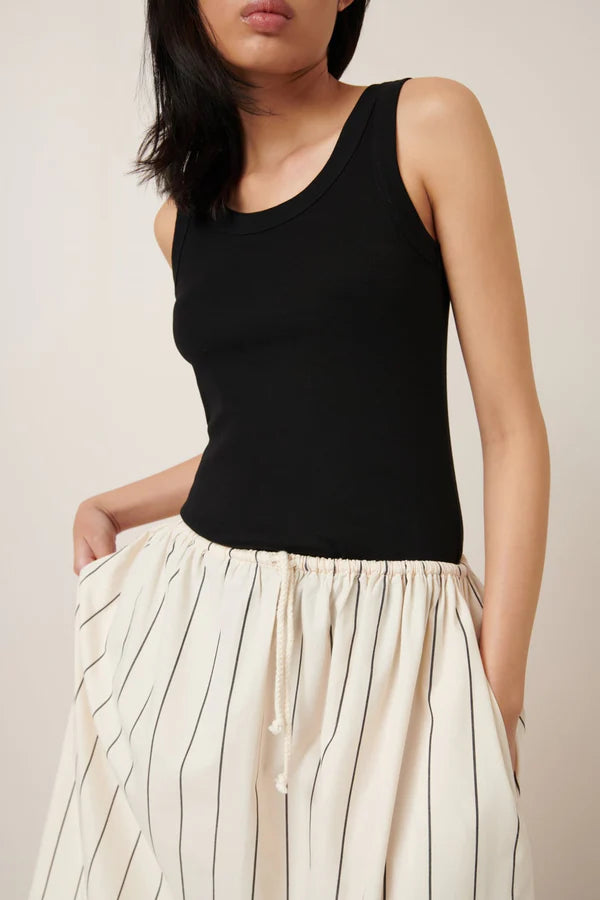 Kowtow Linear Skirt Greige Pinstripe