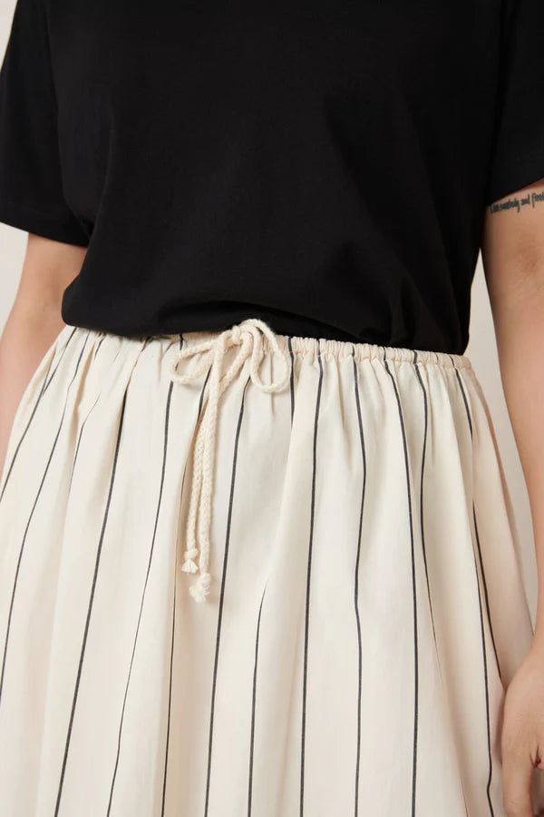 Kowtow Linear Skirt Greige Pinstripe