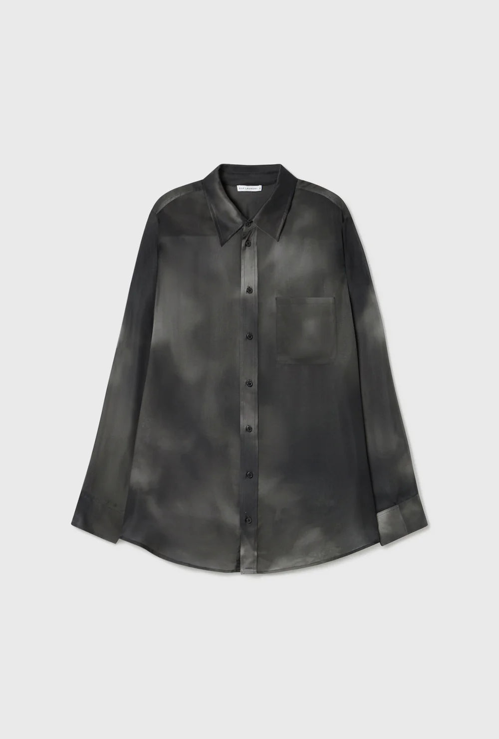 Silk Laundry Chiffon Boyfriend Shirt Smoke