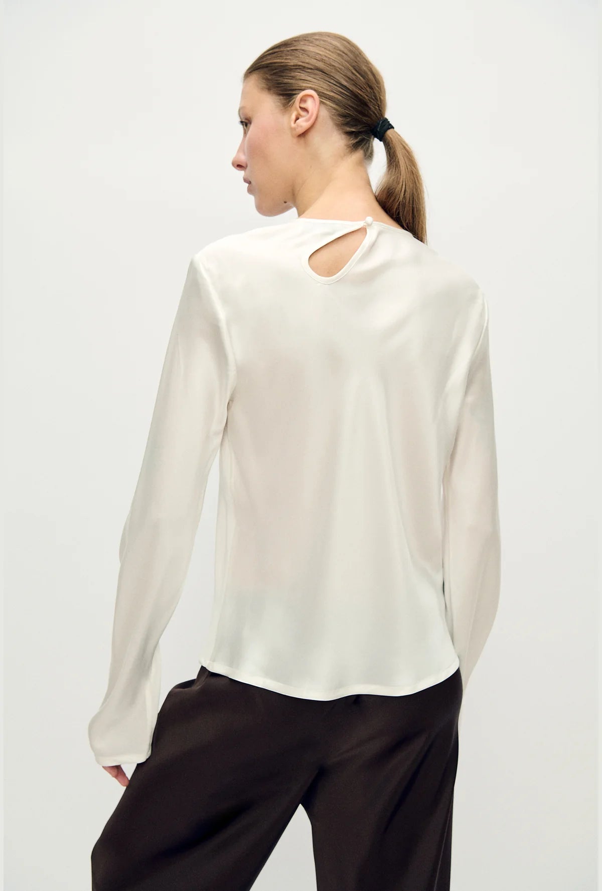 Silk Laundry Long White Bias Top White