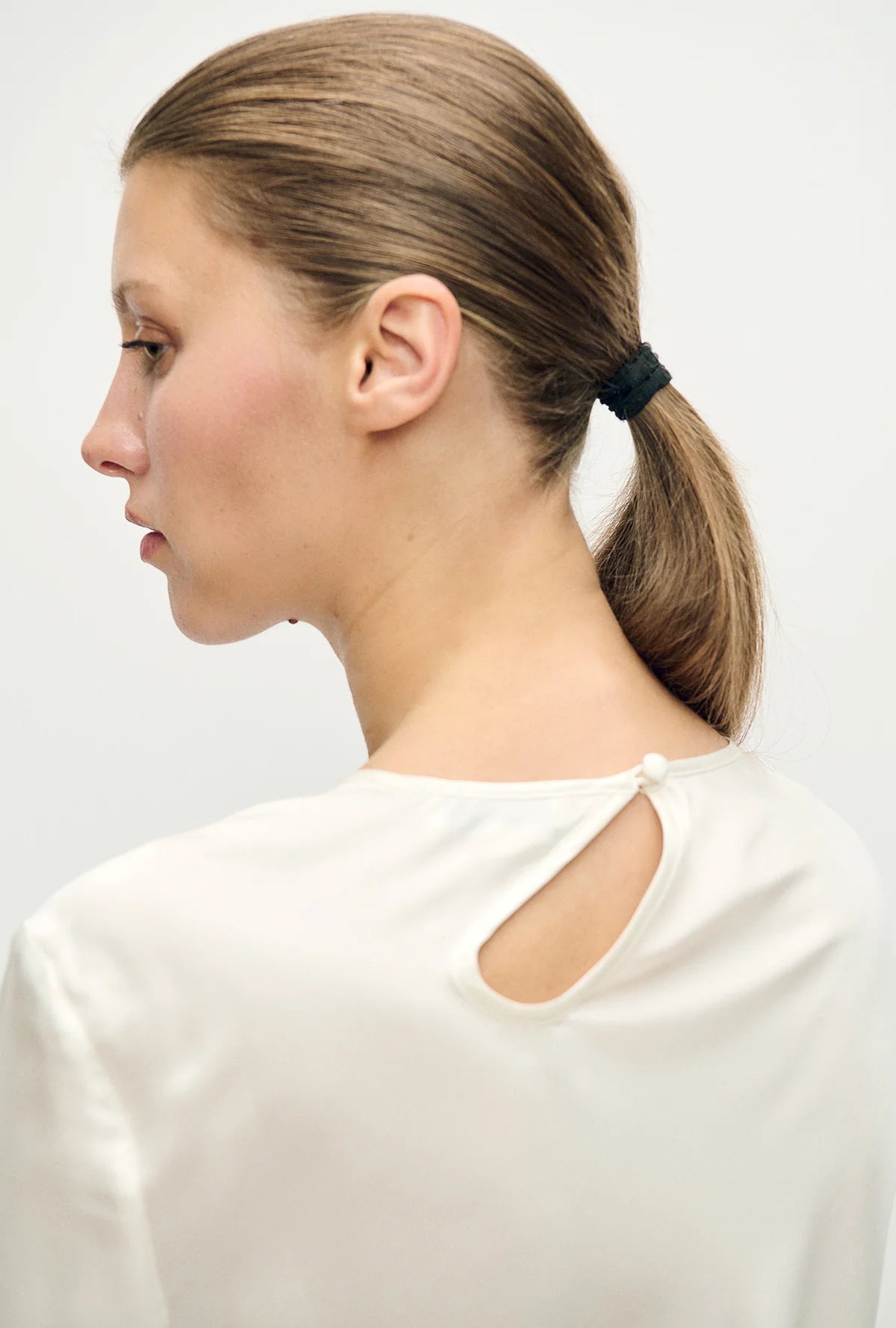 Silk Laundry Long White Bias Top White