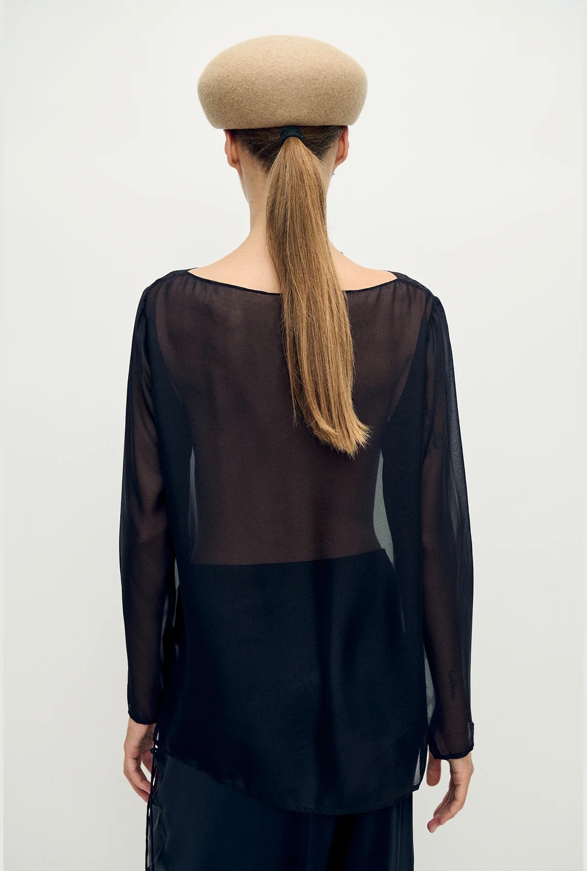 Silk Laundry Audrey Chiffon LS Top Black