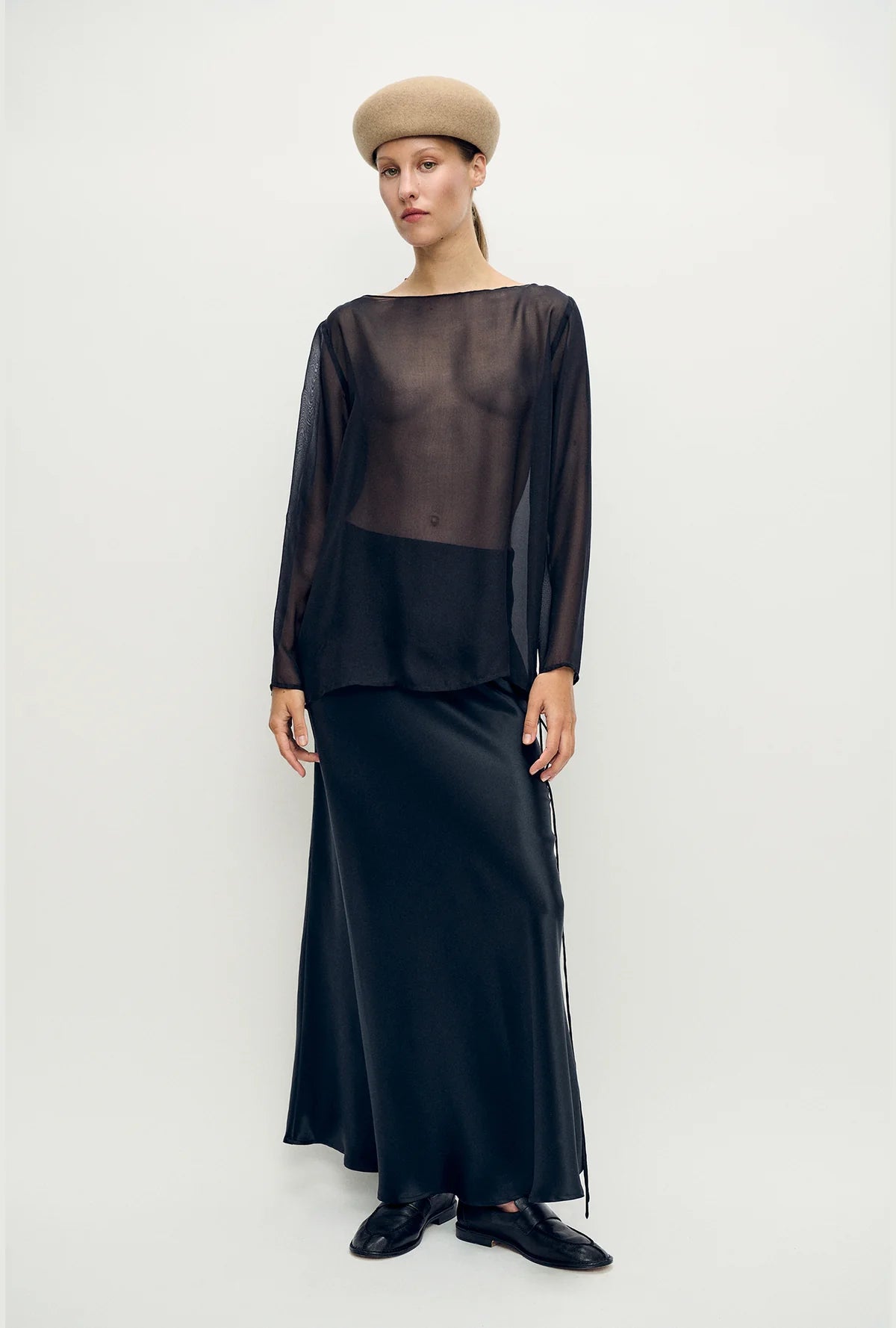 Silk Laundry Audrey Chiffon LS Top Black