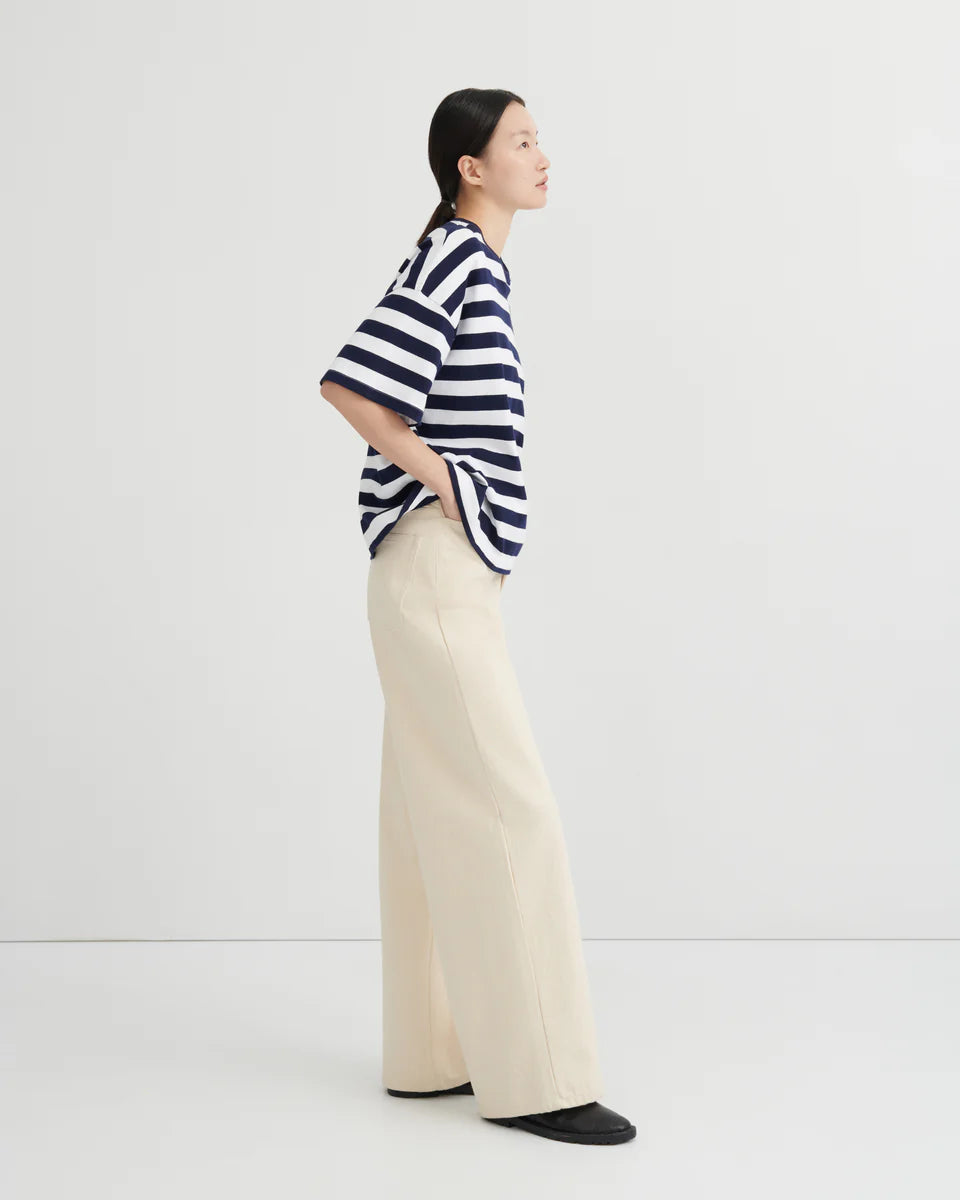 Kowtow Oversized Boxy Tee Navy White Stripe