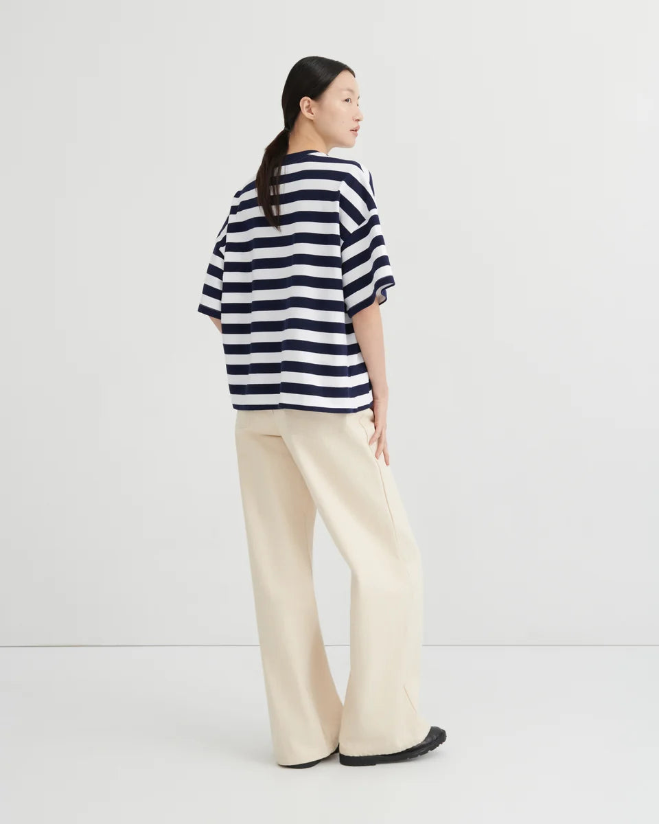 Kowtow Oversized Boxy Tee Navy White Stripe