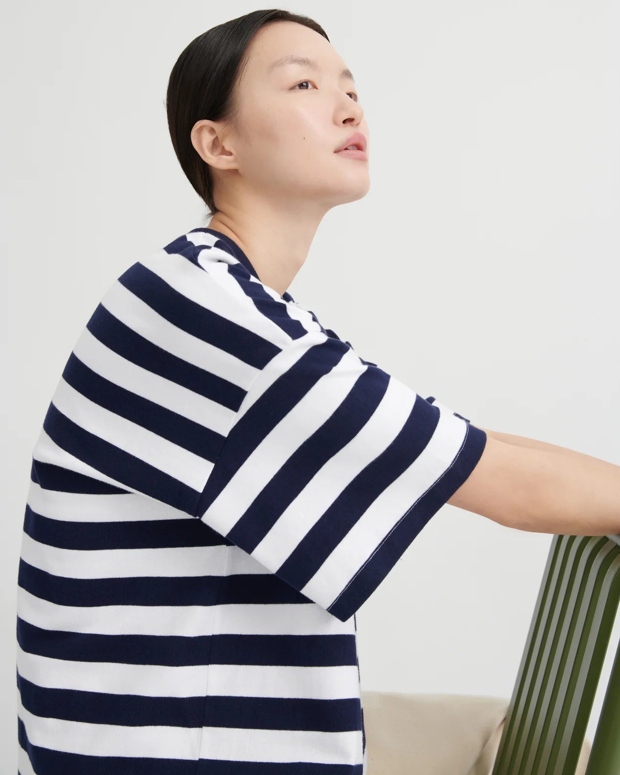Kowtow Oversized Boxy Tee Navy White Stripe