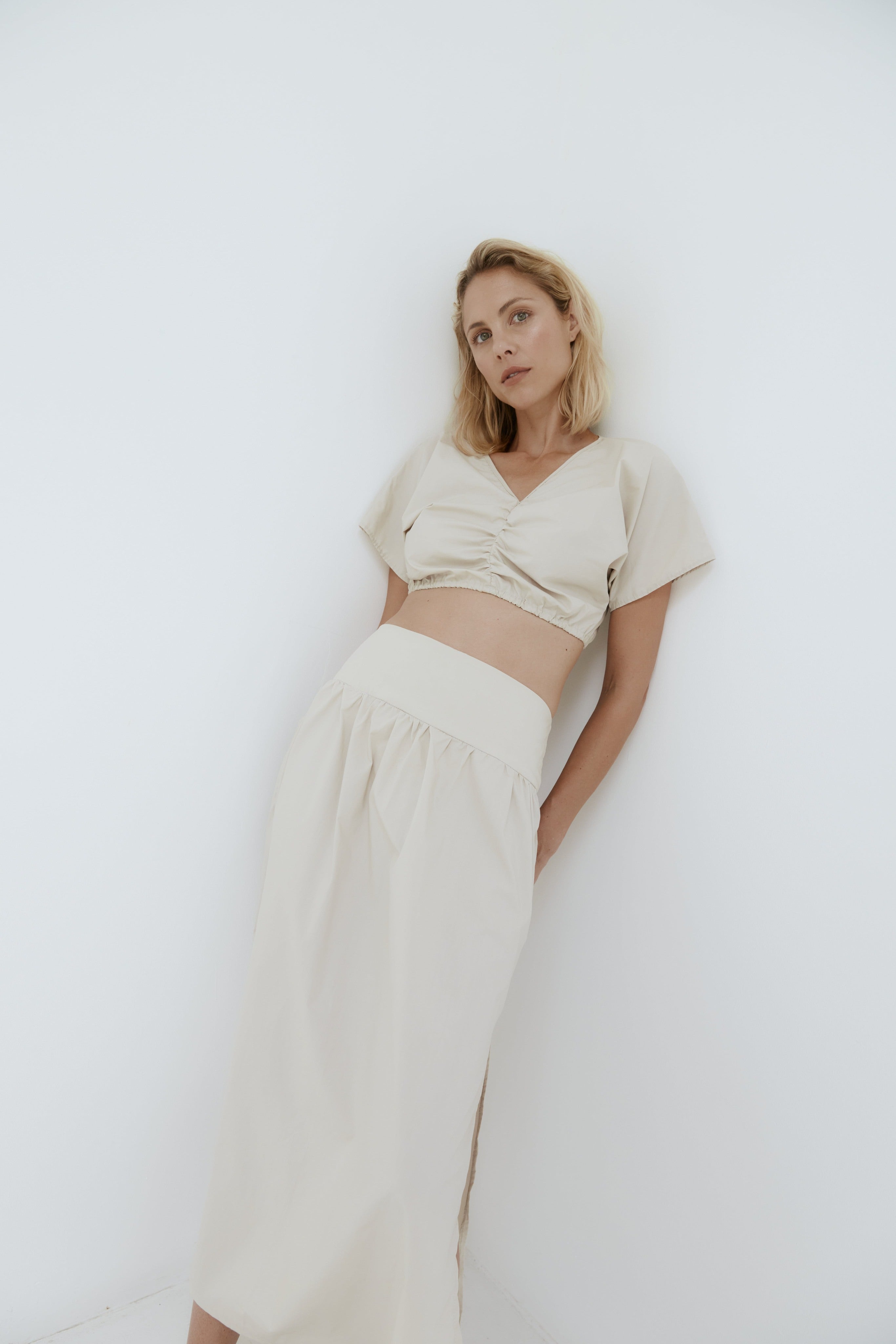 IDAE Ruched Crop Top Clay