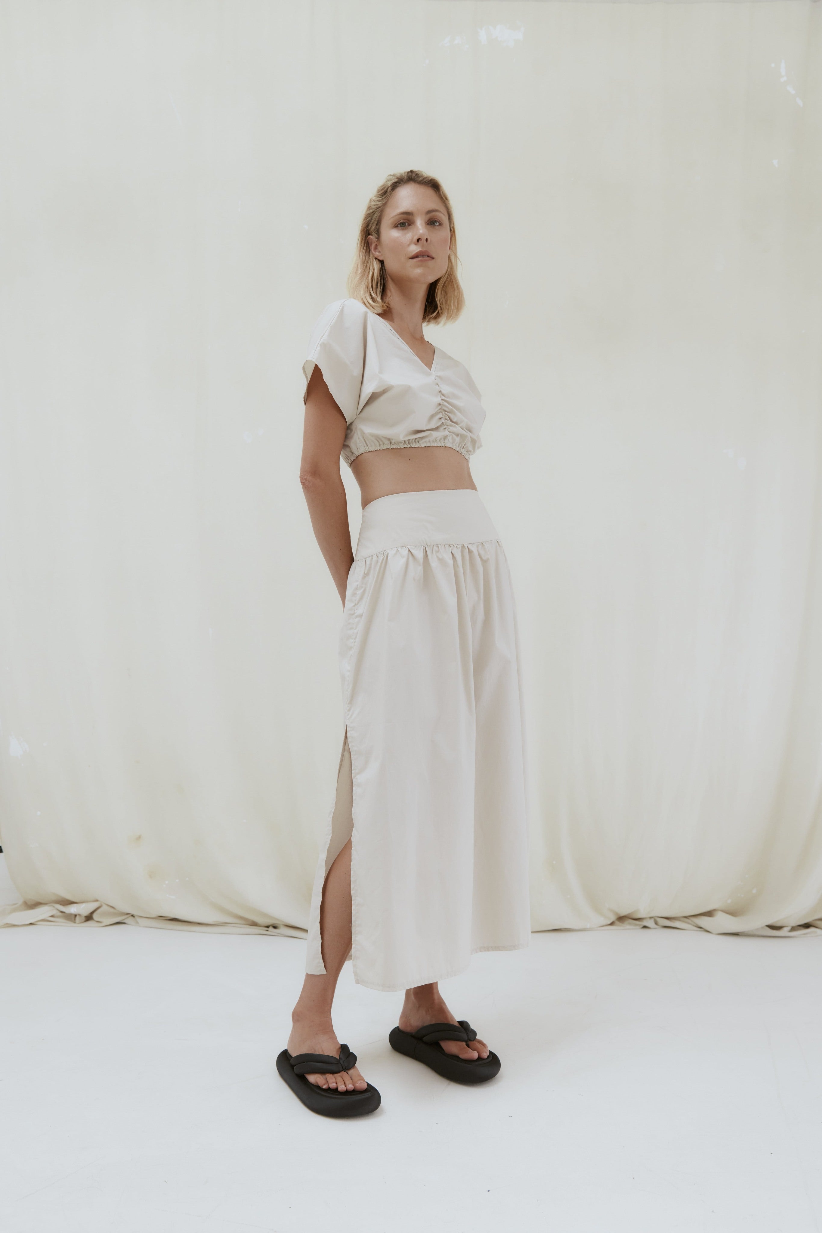 IDAE Ruched Crop Top Clay