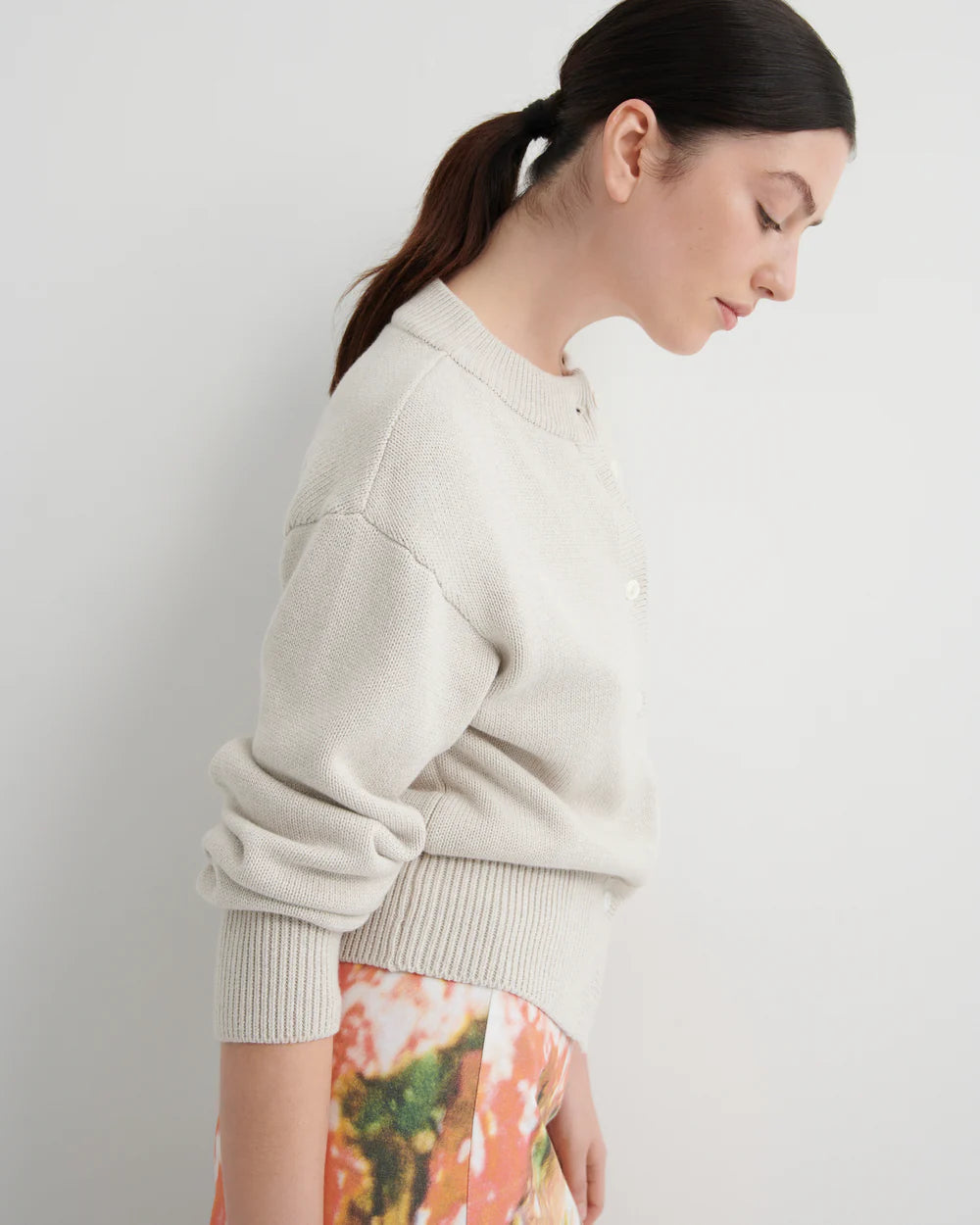 Kowtow Silhouette Cardigan Oat Melange
