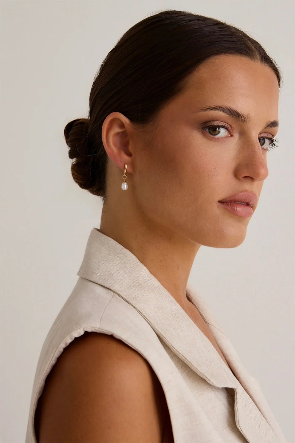 Humble + Heart Mini Pearl Huggie Gold Earrings