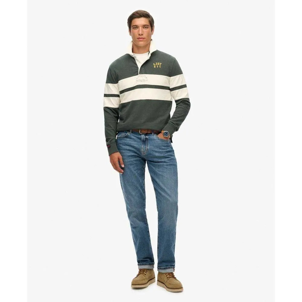 Superdry Vintage Athletic Stripe Rugby Jersey Eagle Green