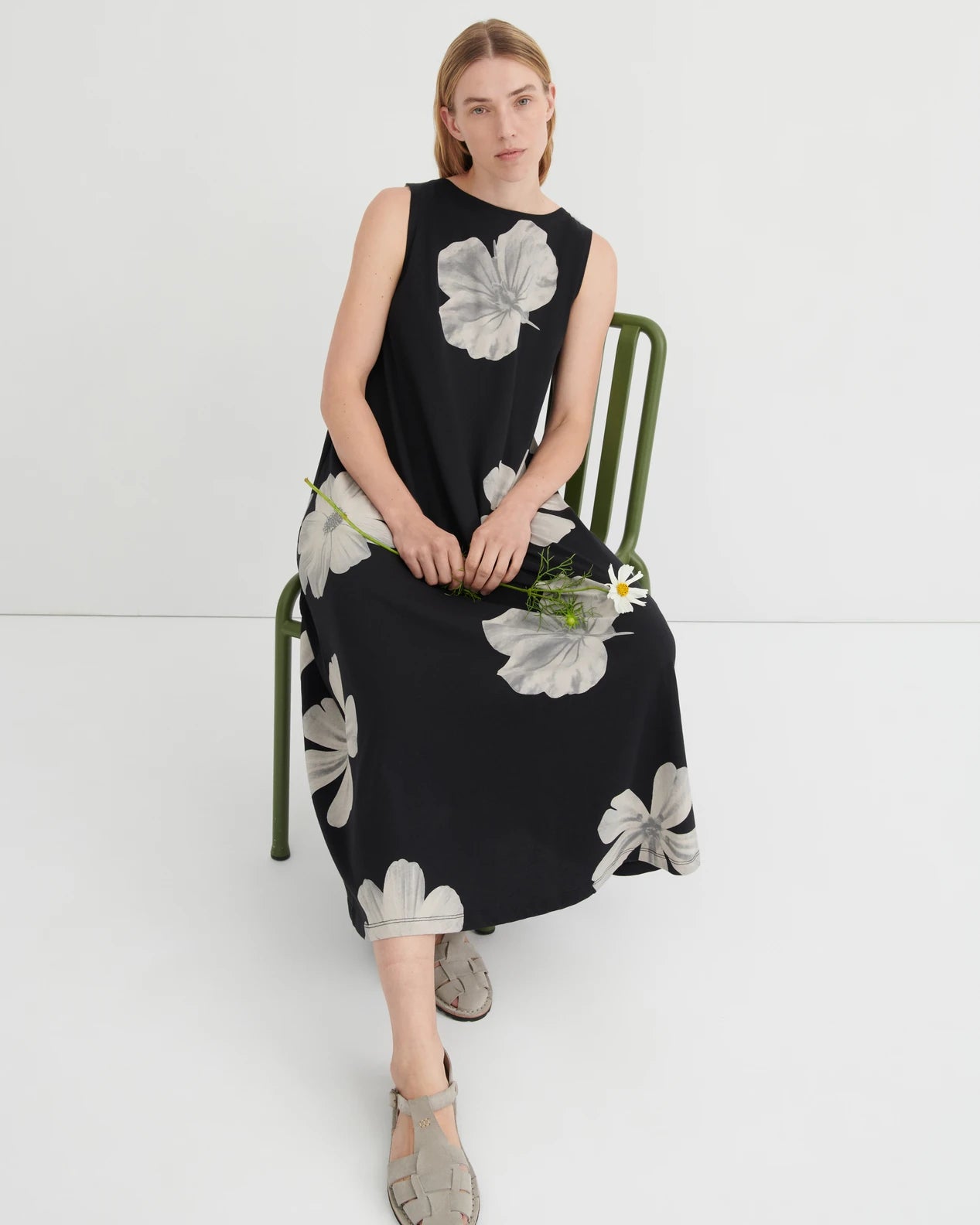 Kowtow Tank Swing Dress Monochrome Floral