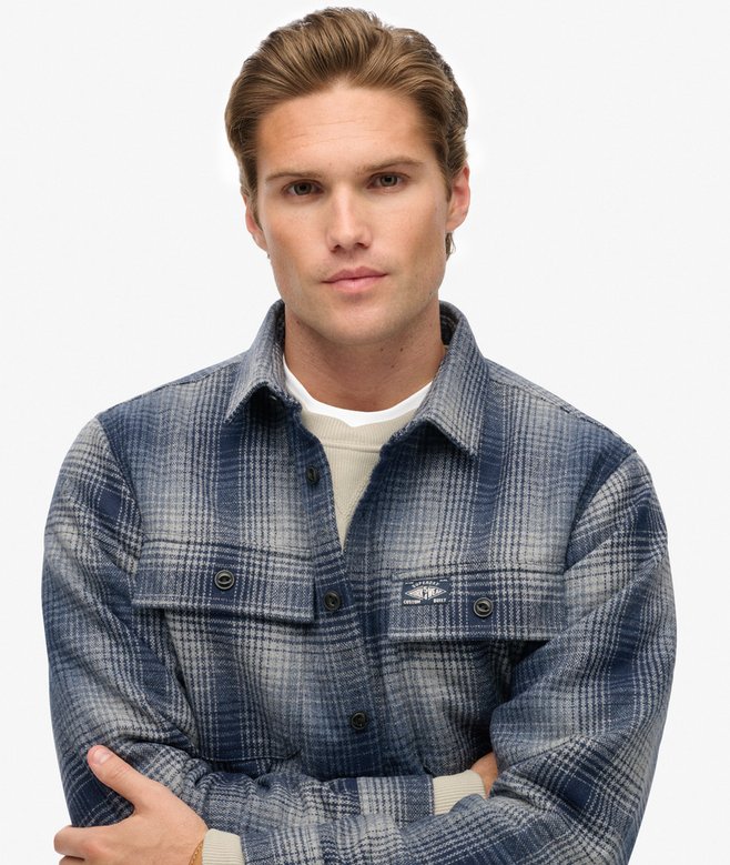Superdry Wool Miller Overshirt Western Ombre Blue