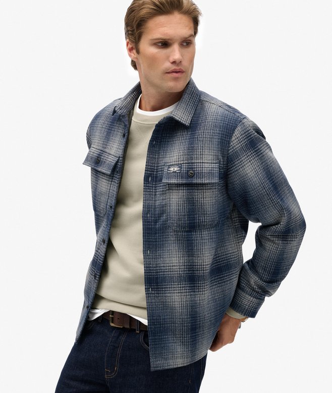 Superdry Wool Miller Overshirt Western Ombre Blue