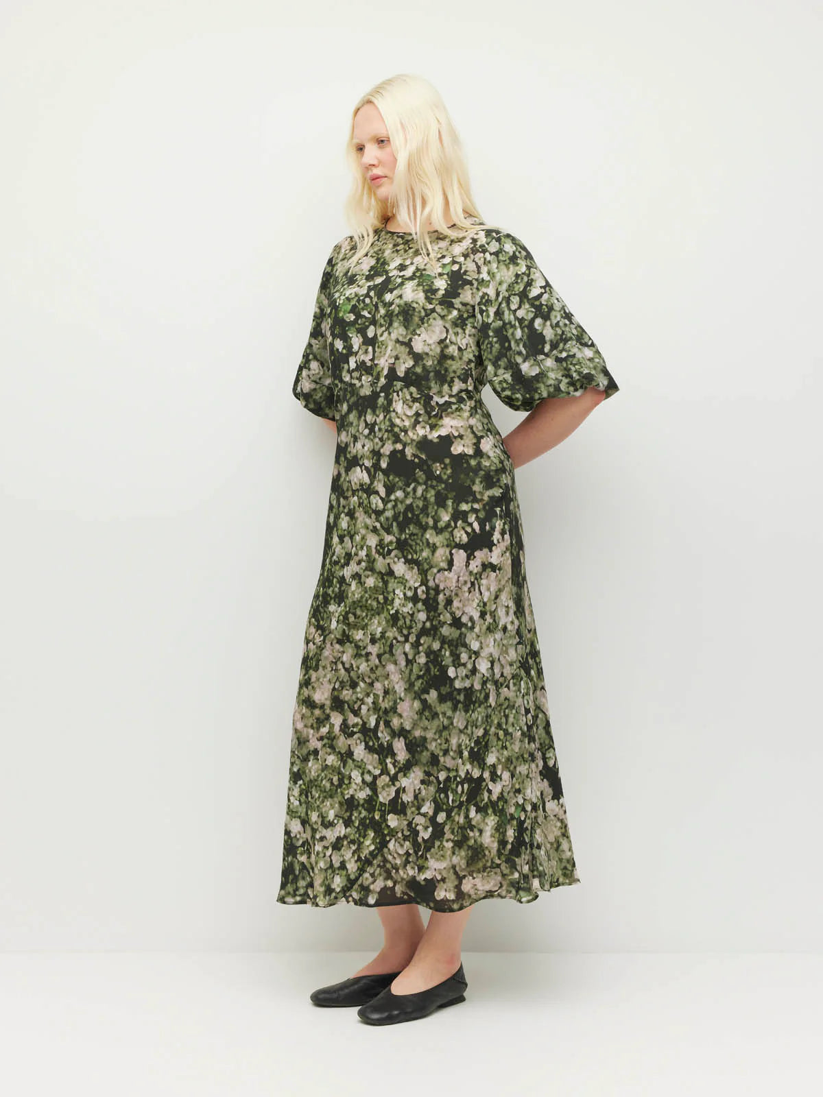 Juliette Hogan Arabella Dress (Gypsy Flora Crepe) Seagrass