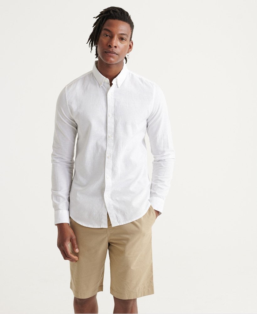 Superdry Edit Linen Button LS Shirt Vivid White