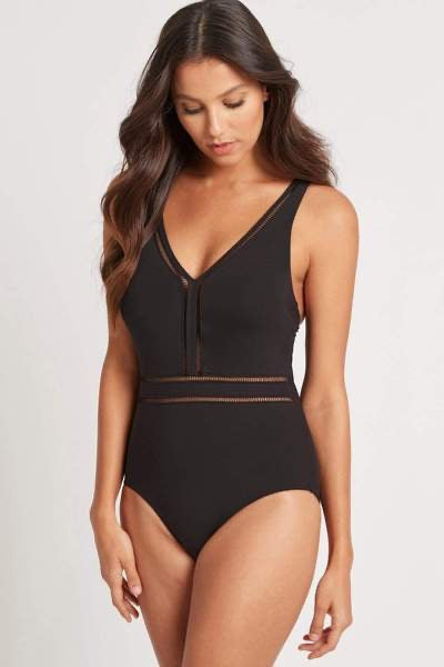 Sea Level Spliced Multifit Waisted One Piece Black